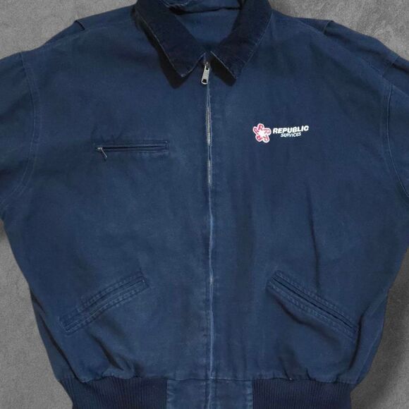 Vintage Y2K Republic Services Detroit Style Work Jacket 2XL Faded And Distressed - Picture 3 of 5